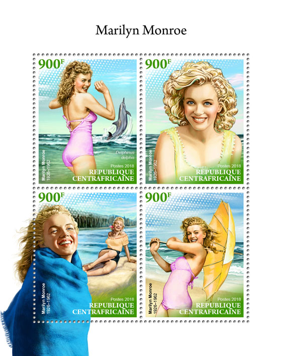 Marilyn Monroe - Issue of Central African republic postage stamps