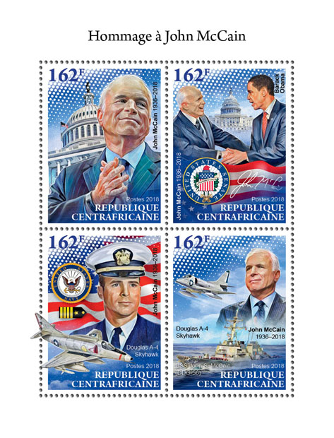 John McCain - Issue of Central African republic postage stamps