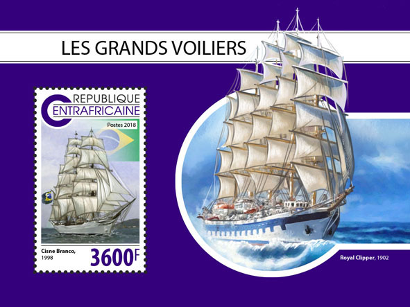 Tall ships - Issue of Central African republic postage stamps