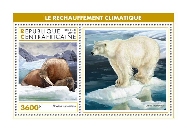 Global warming - Issue of Central African republic postage stamps