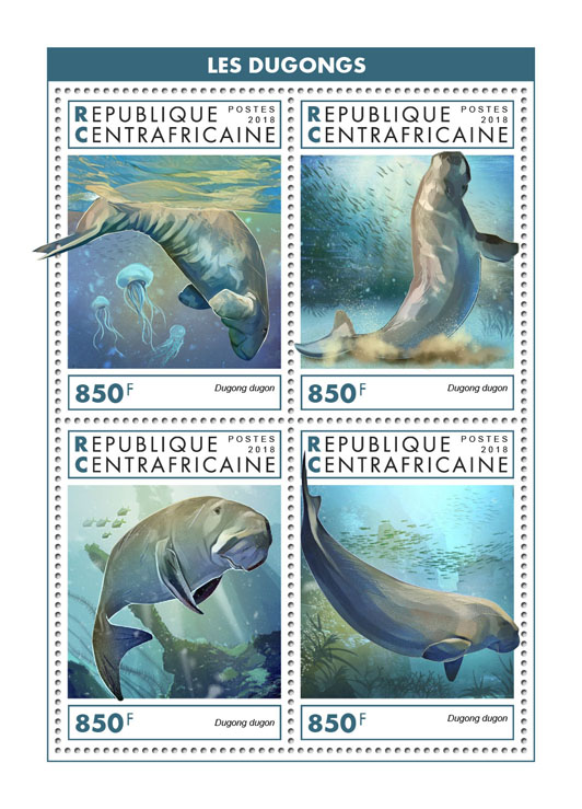 Dugongs - Issue of Central African republic postage stamps