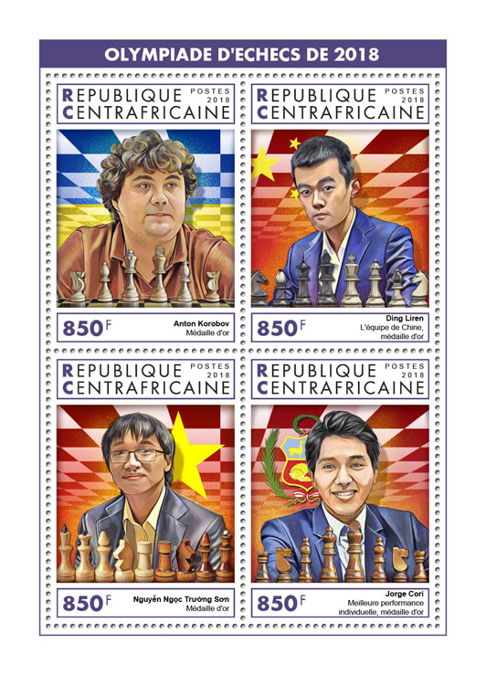 Chess Olympiad 2018 - Issue of Central African republic postage stamps