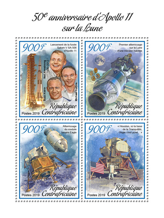 Apollo 11 - Issue of Central African republic postage stamps