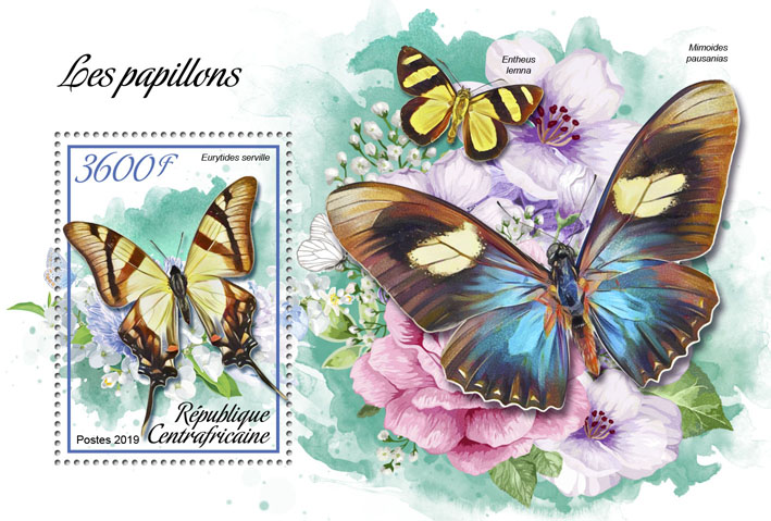 Butterflies - Issue of Central African republic postage stamps