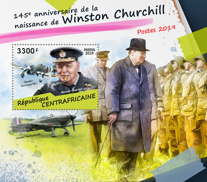 Winston Churchill - Issue of Central African republic postage stamps