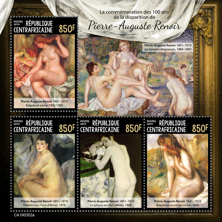 Pierre-Auguste Renoir - Issue of Central African republic postage stamps