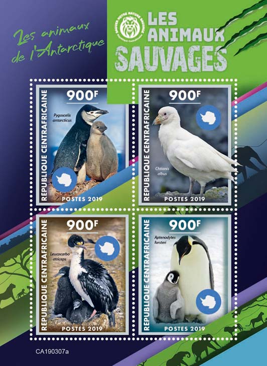 Antarctic animals - Issue of Central African republic postage stamps
