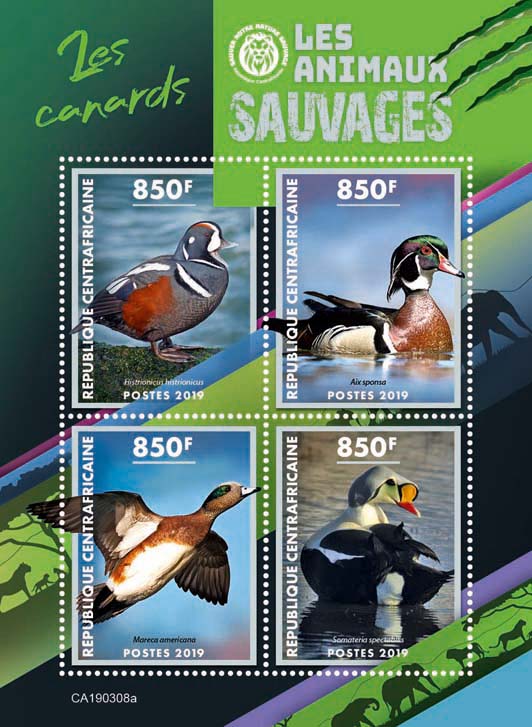 Ducks - Issue of Central African republic postage stamps