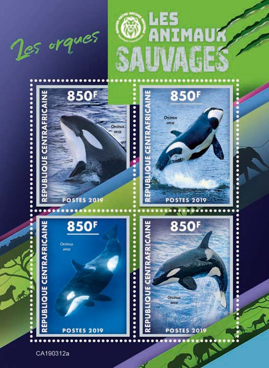 Orcas - Issue of Central African republic postage stamps