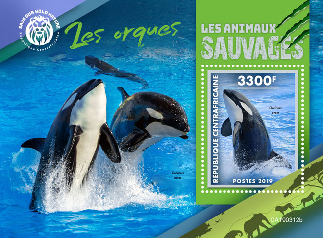 Orcas - Issue of Central African republic postage stamps
