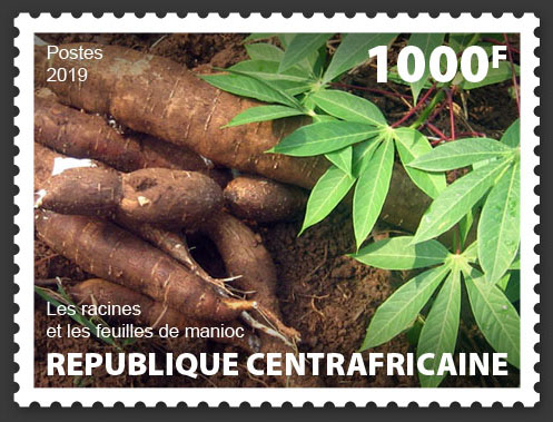 Cassava roots and leaves - Issue of Central African republic postage stamps