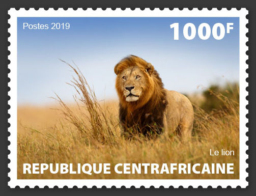 Lion - Issue of Central African republic postage stamps