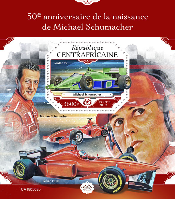 Michael Schumacher - Issue of Central African republic postage stamps
