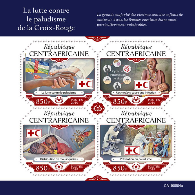 Red Cross fight against Malaria - Issue of Central African republic postage stamps