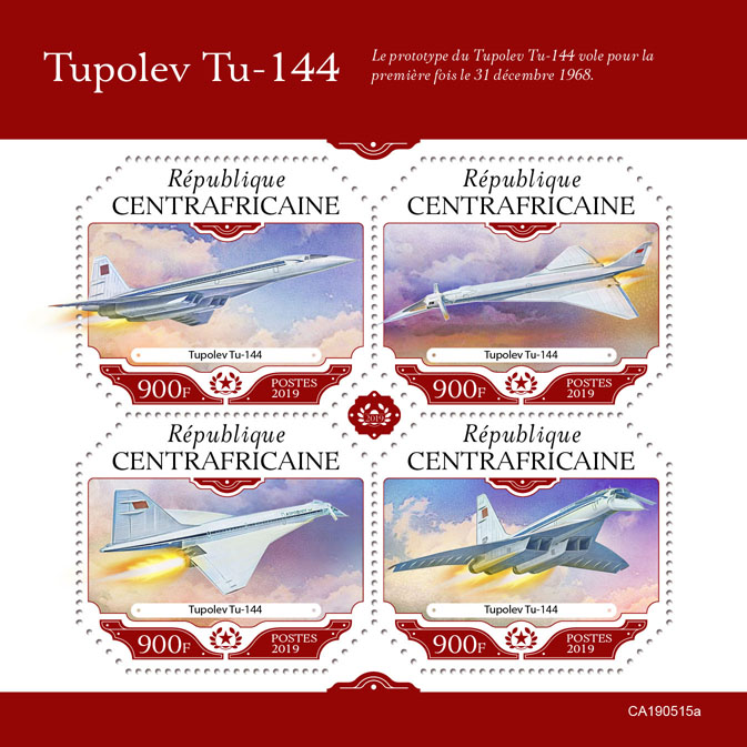 Tupolev Tu-144 - Issue of Central African republic postage stamps