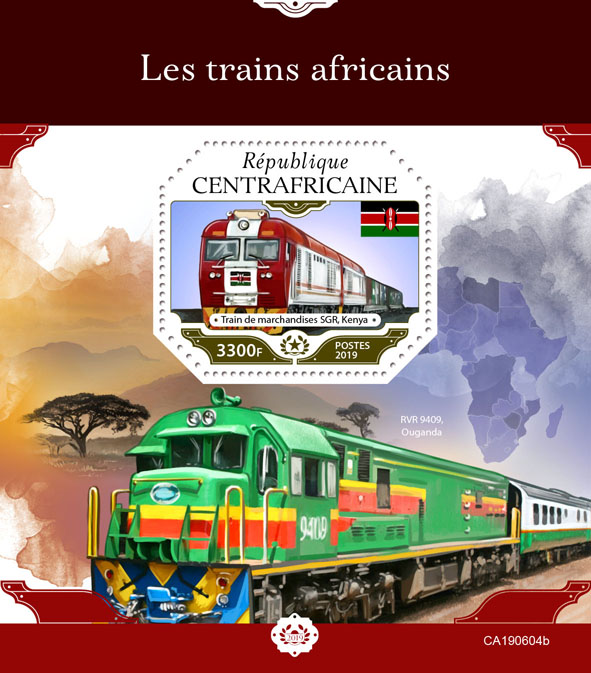 African trains - Issue of Central African republic postage stamps