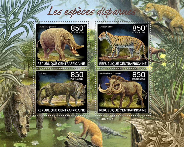 Extinct species - Issue of Central African republic postage stamps