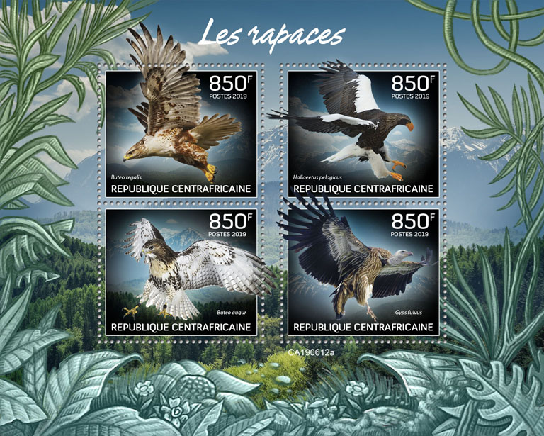 Birds of prey - Issue of Central African republic postage stamps