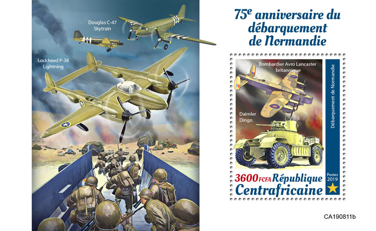 Normandy landings - Issue of Central African republic postage stamps