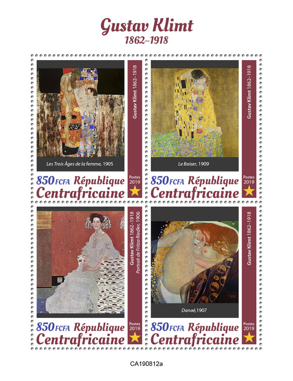 Gustav Klimt - Issue of Central African republic postage stamps