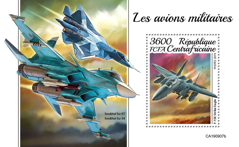 Military planes - Issue of Central African republic postage stamps